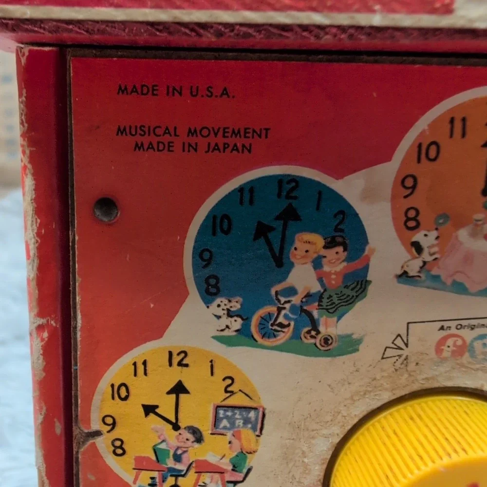 Vintage 1968 Fisher Price Music‎ Box Teaching Clock Works #998 Japan USA